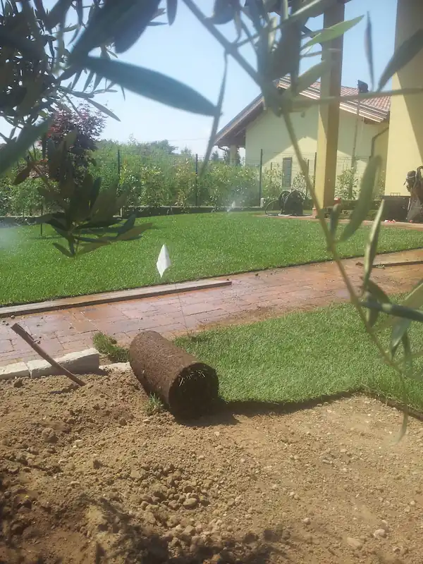 istallazione di un manto erboso con rotoli - il Maggiociondolo